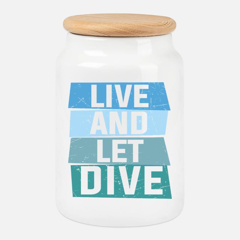 Live and let dive - Cookie Jar with Wooden Lid - white