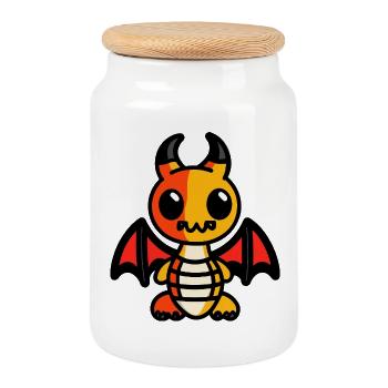 Drache Halloween Zombie - Keksdose mit Holzdeckel - Weiß - Vorne