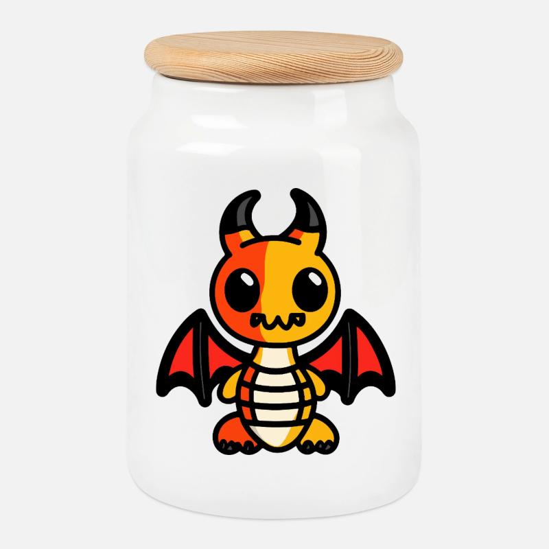 Drache Halloween Zombie - Keksdose mit Holzdeckel - Weiß
