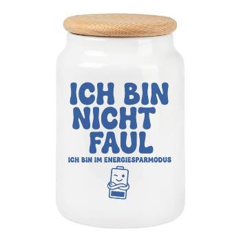 I'm Not Lazy Low Power Mode - Cookie Jar with Wooden Lid - white - Front