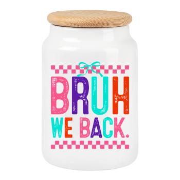 Bruh We Back Neon Pop - Cookie Jar with Wooden Lid - white - Front