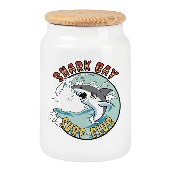 Shark Boy Surf Club Logo - Keksdose mit Holzdeckel - Weiß - Vorne
