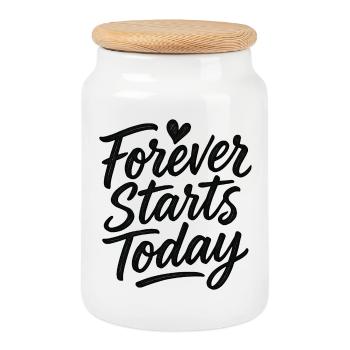 Mariage : Toujours commence aujourd'hui ! - Boîte à biscuits avec couvercle en bois - blanc - Devant