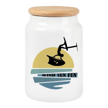 Wingfoil Sunset - Cookie Jar with Wooden Lid - white - Front