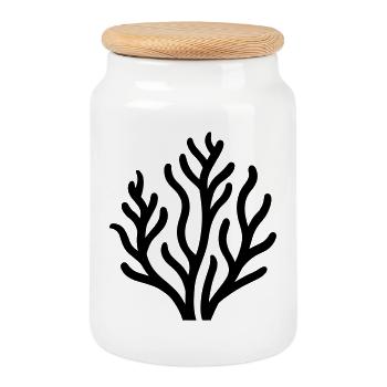 algue - Boîte à biscuits avec couvercle en bois - blanc - Devant