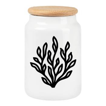 algue - Boîte à biscuits avec couvercle en bois - blanc - Devant