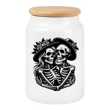 Couple of horror - Cookie Jar with Wooden Lid - white - Front