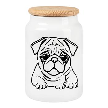 personalized pug dogs t-shirt gift - Cookie Jar with Wooden Lid - white - Front
