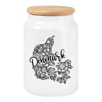 Dänemark Karte Mandala Hygge Kopenhagen - Keksdose mit Holzdeckel - Weiß - Vorne