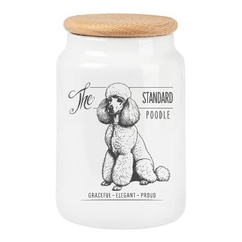 Standard Poodle Elegance and Pride - Cookie Jar with Wooden Lid - white - Front
