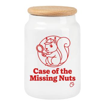Case of the Missing Nuts Squirrel - Keksdose mit Holzdeckel - Weiß - Vorne