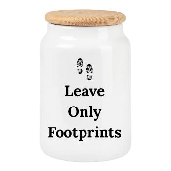 Leave Only Footprints – Travel Shirt - Cookie Jar with Wooden Lid - white - Front