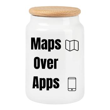 Maps Over Apps – Travel Shirt - Cookie Jar with Wooden Lid - white - Front
