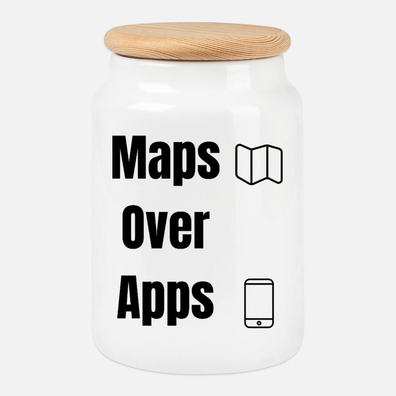 Maps Over Apps – Travel Shirt - Keksdose mit Holzdeckel - Weiß
