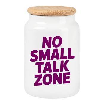 No Small Talk Zone - Keksdose mit Holzdeckel - Weiß - Vorne