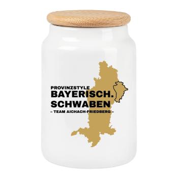 Swabia | AICHACH-FRIEDBERG - Cookie Jar with Wooden Lid - white - Front