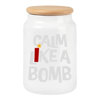 Calme comme une bombe Paradoxe Ironie Humour Blague explosive - Boîte à biscuits avec couvercle en bois - blanc - Devant