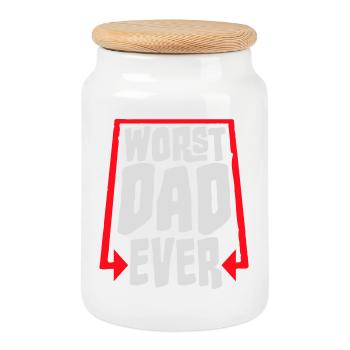 Worst Dad Ever Funny Sarcastic Father's Day Dad - Cookie Jar with Wooden Lid - white - Front