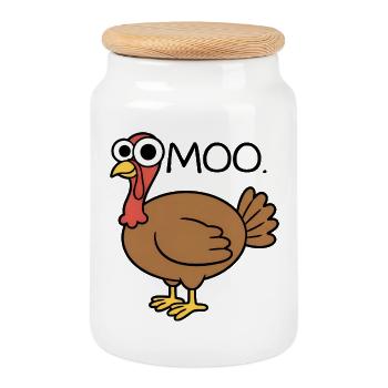 Turkey moo, faire semblant d’être une vache, drôle - Boîte à biscuits avec couvercle en bois - blanc - Devant