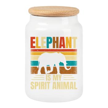 Elefant - Keksdose mit Holzdeckel - Weiß - Vorne