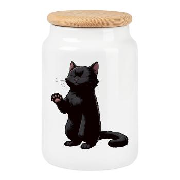 Drôle de chat chats chat amoureux chaton - Boîte à biscuits avec couvercle en bois - blanc - Devant