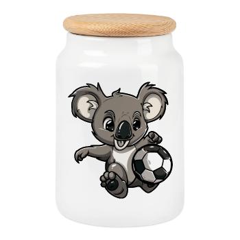 Koala Football Comic - Cookie Jar with Wooden Lid - white - Front