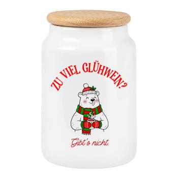 Noël vin chaud humour ours polaire dire - Boîte à biscuits avec couvercle en bois - blanc - Devant