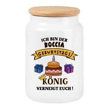 Boccia, Anniversaire, Joueur de Boccia, Geb Boule, Joueur - Boîte à biscuits avec couvercle en bois - blanc - Devant