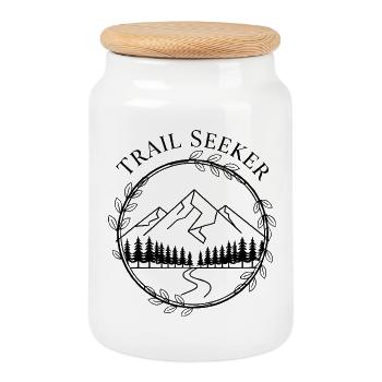 Trail Seeker – Édition Sentier Nature - Boîte à biscuits avec couvercle en bois - blanc - Devant