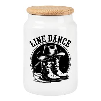 Line Dance Kids Cowboy - Cookie Jar with Wooden Lid - white - Front
