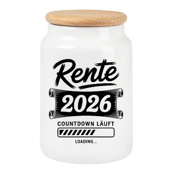 Rente 2026 Countdown - Keksdose mit Holzdeckel - Weiß - Vorne