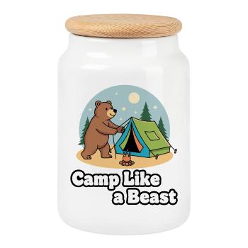 Camp Like a Beast - Keksdose mit Holzdeckel - Weiß - Vorne