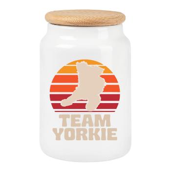 Yorkshire Terrier Équipe Rétro Yorkie - Boîte à biscuits avec couvercle en bois - blanc - Devant