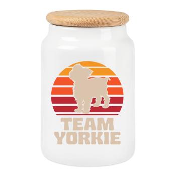 Équipe Yorkie Yorkshire Terrier Rétro - Boîte à biscuits avec couvercle en bois - blanc - Devant