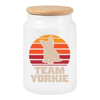 Équipe Yorkie Retro Yorkshire Terrier - Boîte à biscuits avec couvercle en bois - blanc - Devant