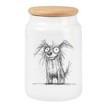 Sketchy Dog - Cookie Jar with Wooden Lid - white - Front