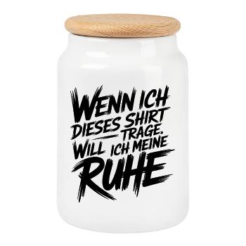 Do not speak – shirt activates sleep mode! - Cookie Jar with Wooden Lid - white - Front