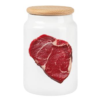 Steak - Keksdose mit Holzdeckel - Weiß - Vorne