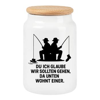 Angler Joke - Cookie Jar with Wooden Lid - white - Front