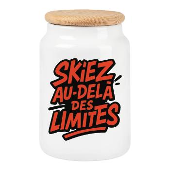 Skiez au-delà des limites ! - Boîte à biscuits avec couvercle en bois - blanc - Devant