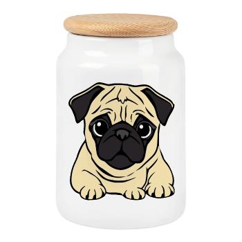Pug Dogs T-shirt Gift Christmas - Cookie Jar with Wooden Lid - white - Front