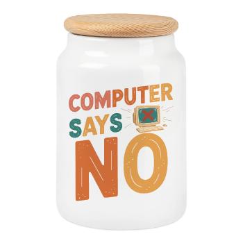 Retro Computer Says No - Cookie Jar with Wooden Lid - white - Front