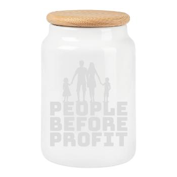 Logo de l’activisme People Before Profit Justice - Boîte à biscuits avec couvercle en bois - blanc - Devant