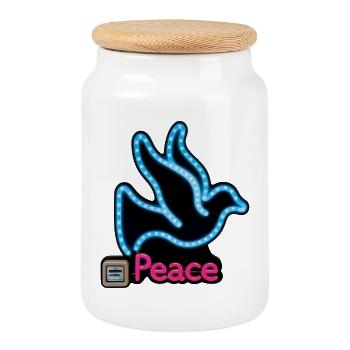 DOVE NEON – Frieden & Liebe - Keksdose mit Holzdeckel - Weiß - Vorne