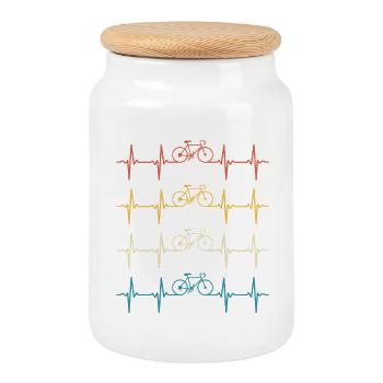 Retro Bike T-shirt Cycling Gift for Cyclist - Cookie Jar with Wooden Lid - white - Front