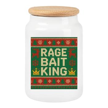 Roi de la rage Style pull moche, mème drôle - Boîte à biscuits avec couvercle en bois - blanc - Devant