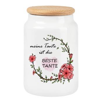 Best Aunt - Cookie Jar with Wooden Lid - white - Front