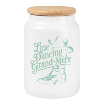 Line Dancing Grandma - Cookie Jar with Wooden Lid - white - Front
