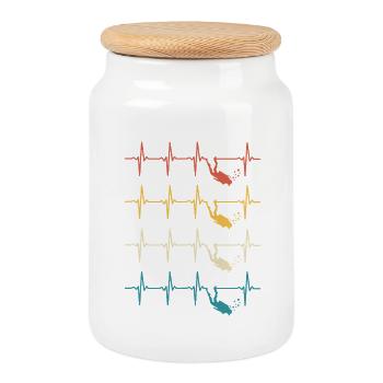 Heartbeat Diver Diver Diving - Cookie Jar with Wooden Lid - white - Front