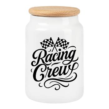 Équipage de course - Boîte à biscuits avec couvercle en bois - blanc - Devant